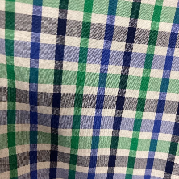 Tommy Hilfiger blue/green check short sleeeve button down shirt. 2XL - Picture 3 of 5